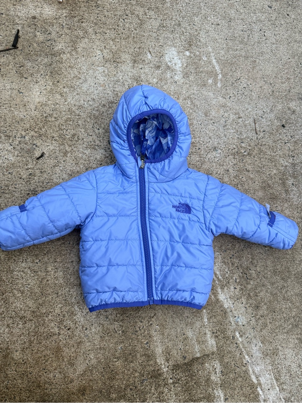Like New The North Face Infant Reversible Light PurpleHooded Puffer Jacket